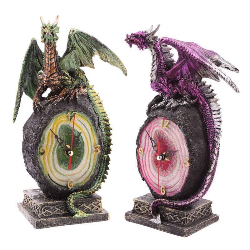 Geode Crystal Dragon Mantle Clock DRG413