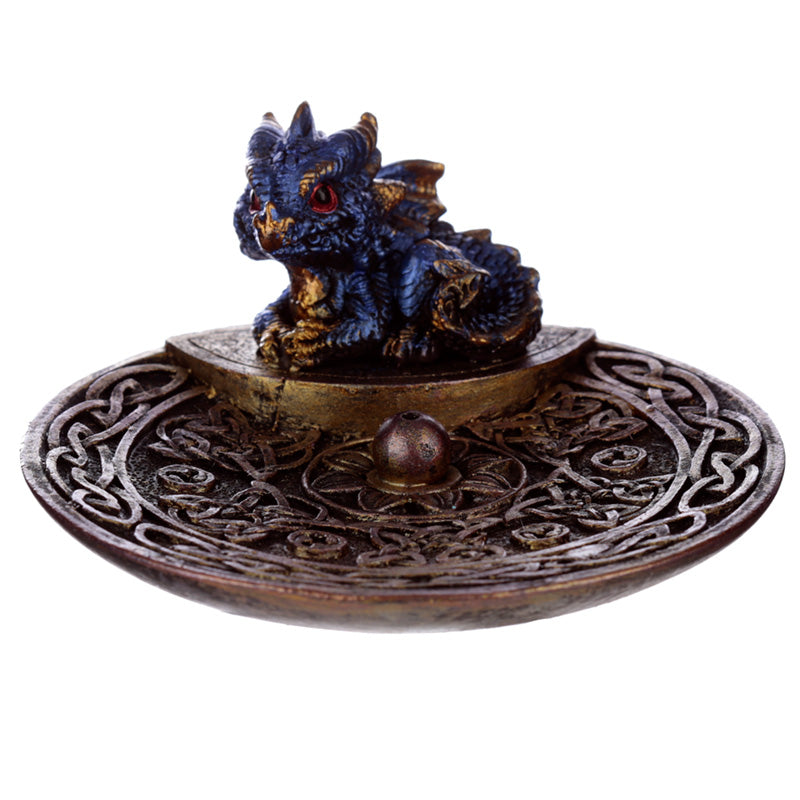 Elements Baby Dragon Celtic Ashcatcher Incense Stick Burner Dish DRG485