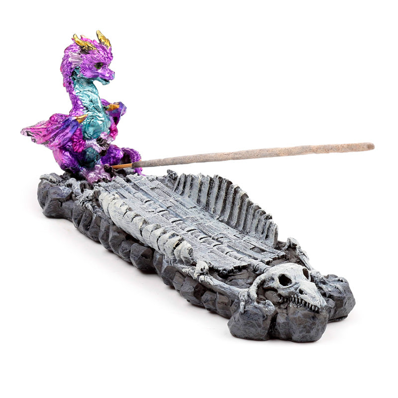 Elements Baby Dragon Skeleton Ashcatcher Incense Stick Burner DRG552