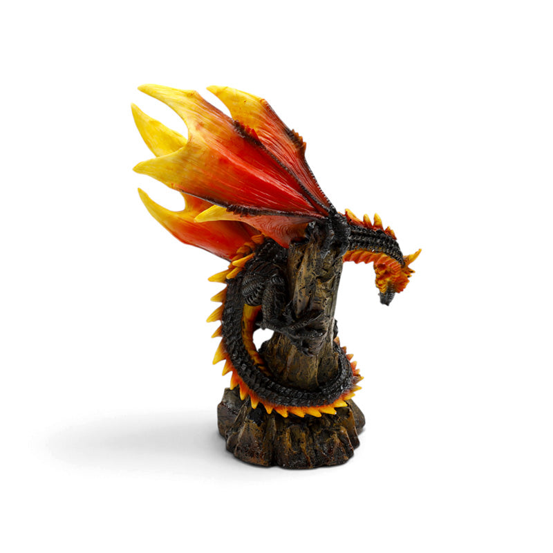 Dark Legends Fire & Charcoal Dragon on Rock DRG608