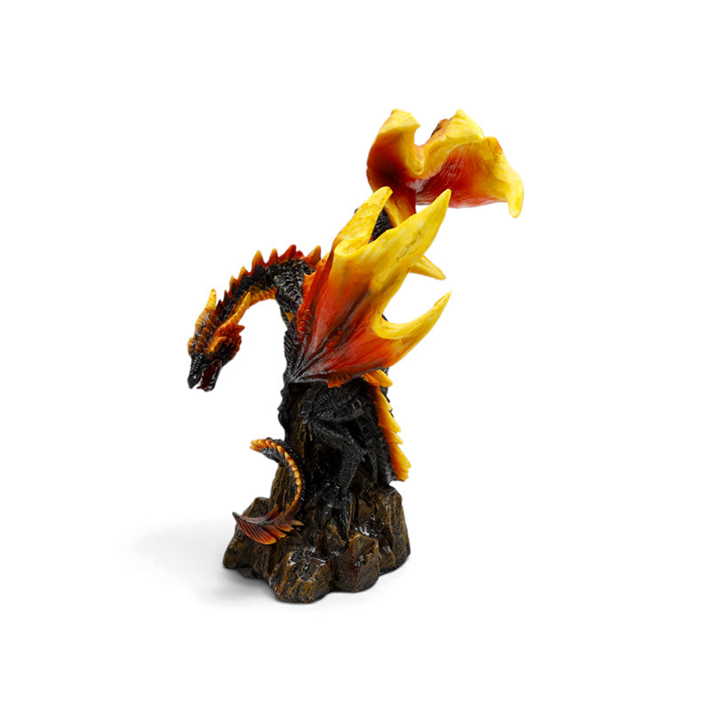 Dark Legends Fire & Charcoal Dragon on Rock DRG608