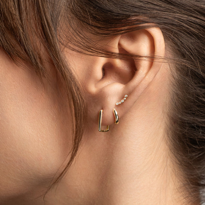 9ct Gold Rectangular Huggie Hoop Earrings