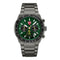 Ducati watch with green dial and silver metal strap on white background