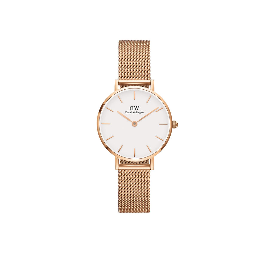 Daniel Wellington Petite Melrose 28mm White Rose Gold Mesh Watch DW00100219