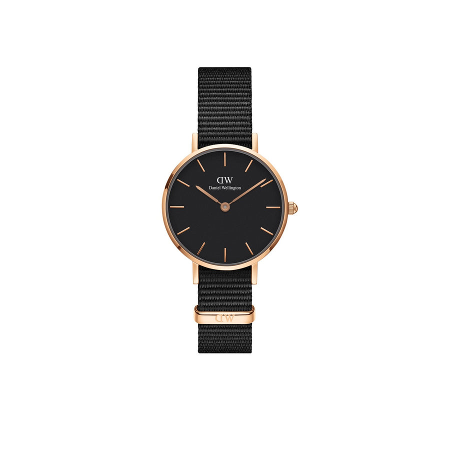 Daniel Wellington Petite Cornwall 28mm Black Rose Gold NATO Watch DW00100247