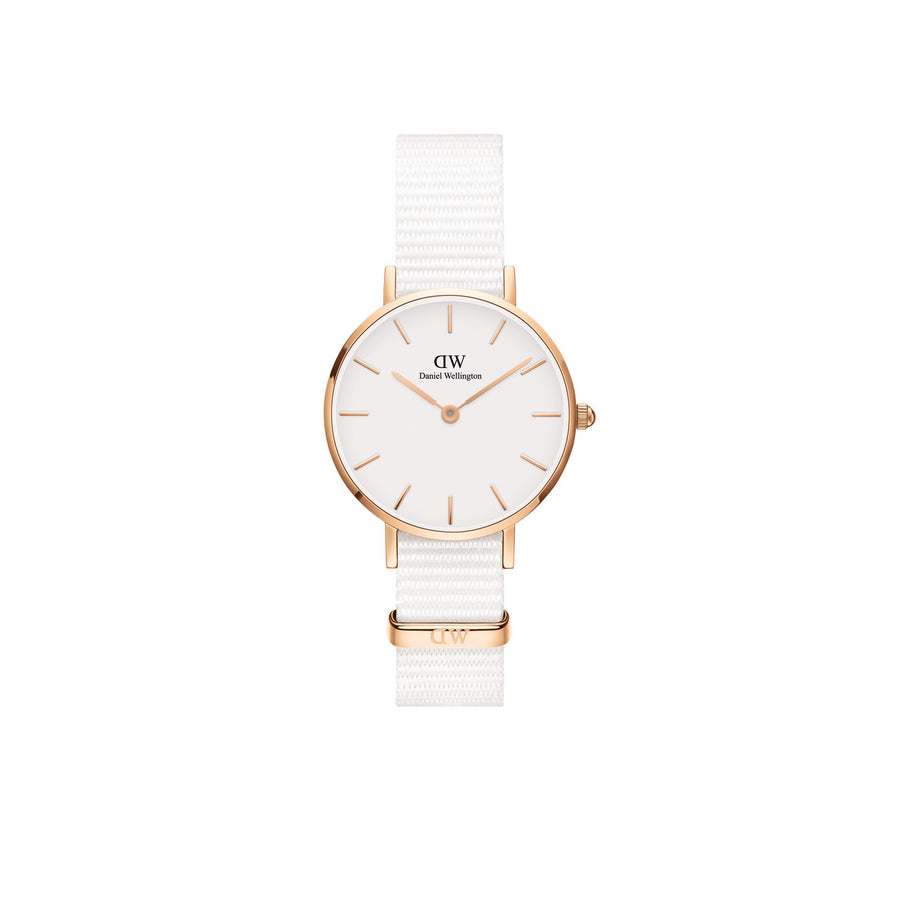 Daniel Wellington Petite Dover 28mm White Rose Gold NATO Watch DW00100313