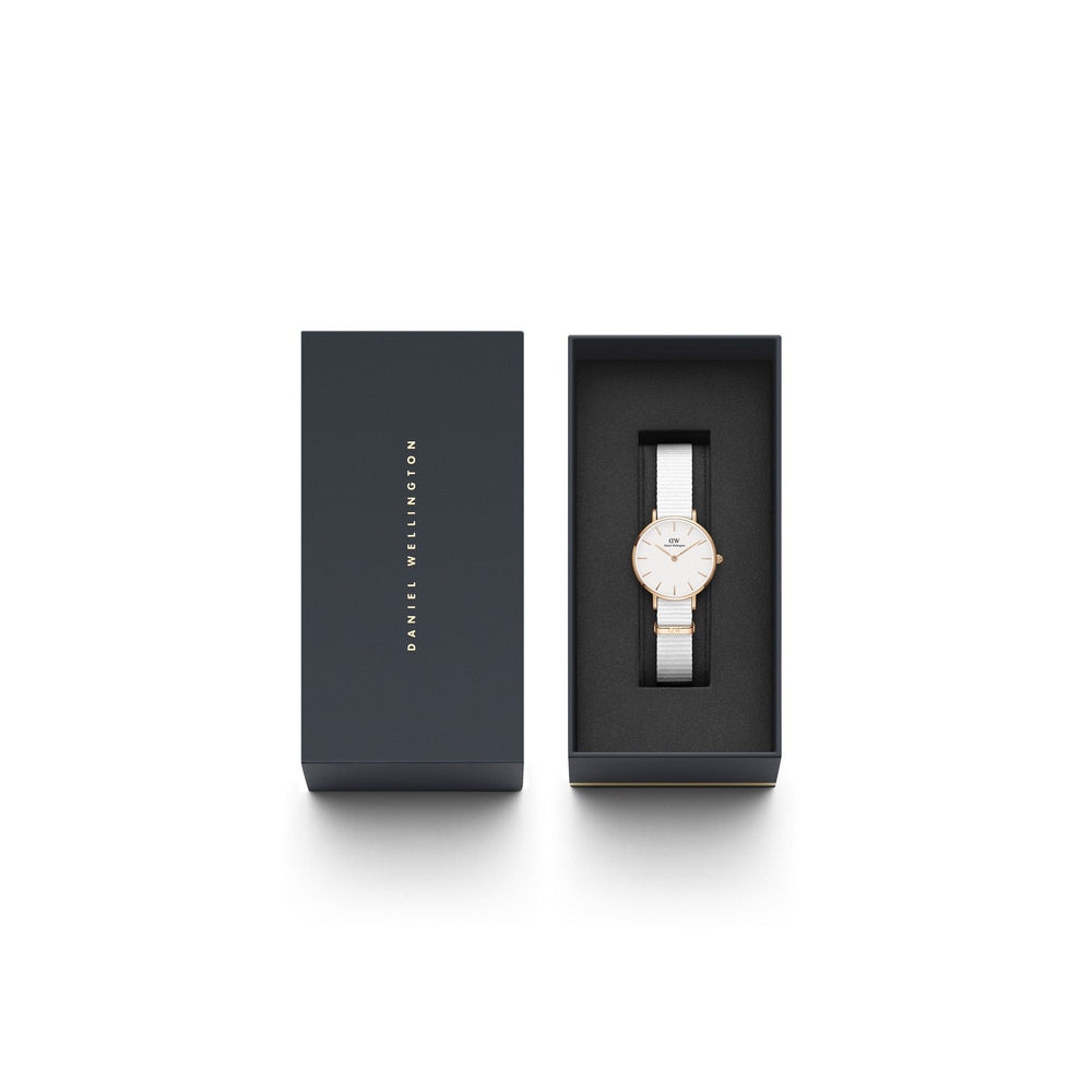 Daniel Wellington Petite Dover 28mm White Rose Gold NATO Watch DW00100313