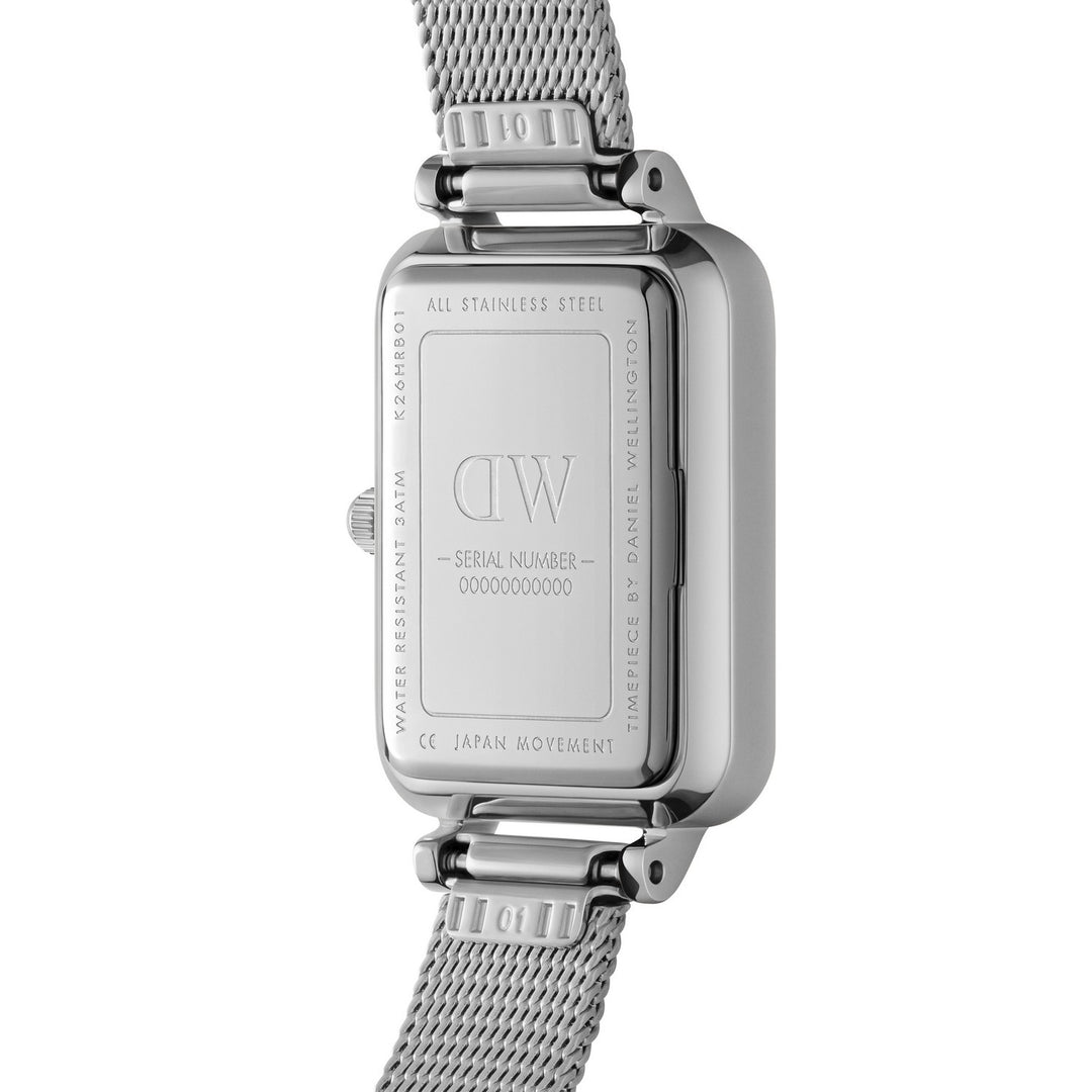 Daniel Wellington Quadro Pressed Sterling 20x26mm White Silver Mesh Watch DW00100438