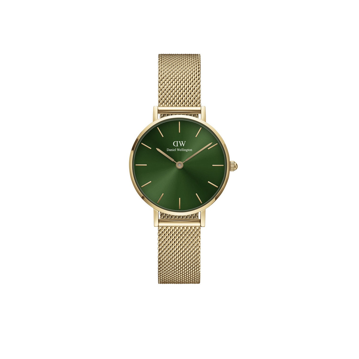 Daniel Wellington Petite Emerald 28mm Green Gold Mesh Watch DW00100479