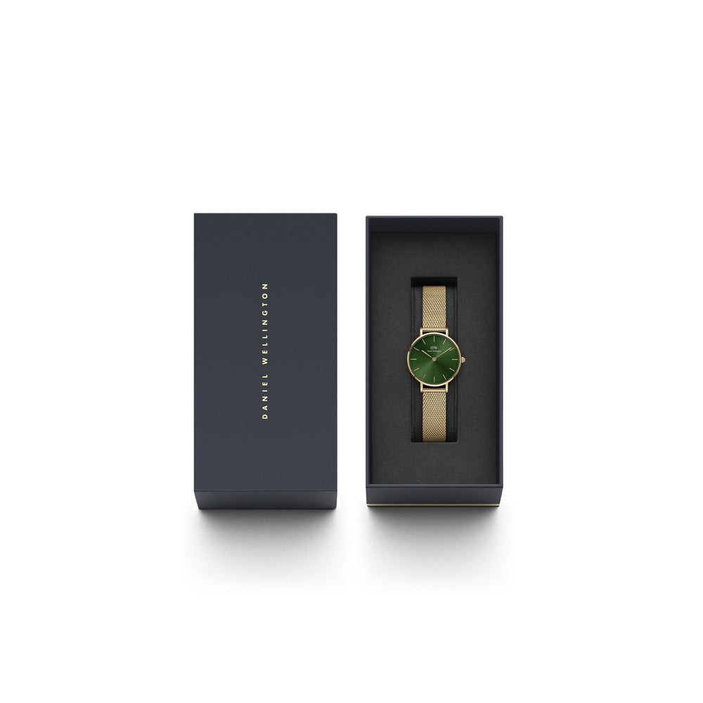 Daniel Wellington Petite Emerald 28mm Green Gold Mesh Watch DW00100479