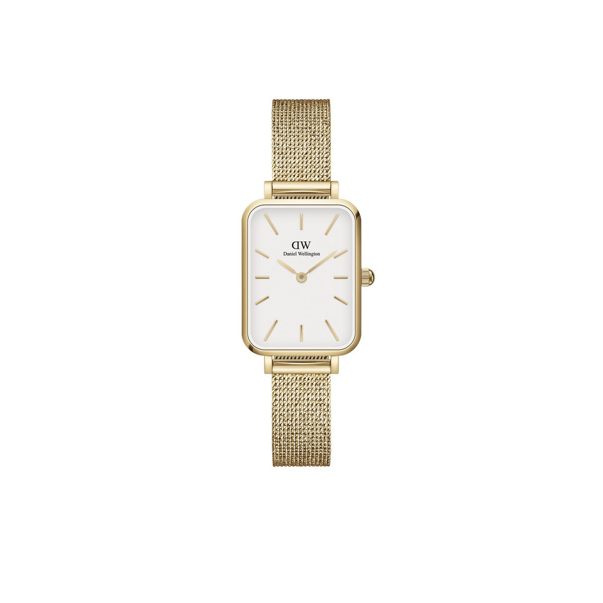 Daniel Wellington Quadro Pressed Evergold 20x26mm White Gold Mesh Watch DW00100556