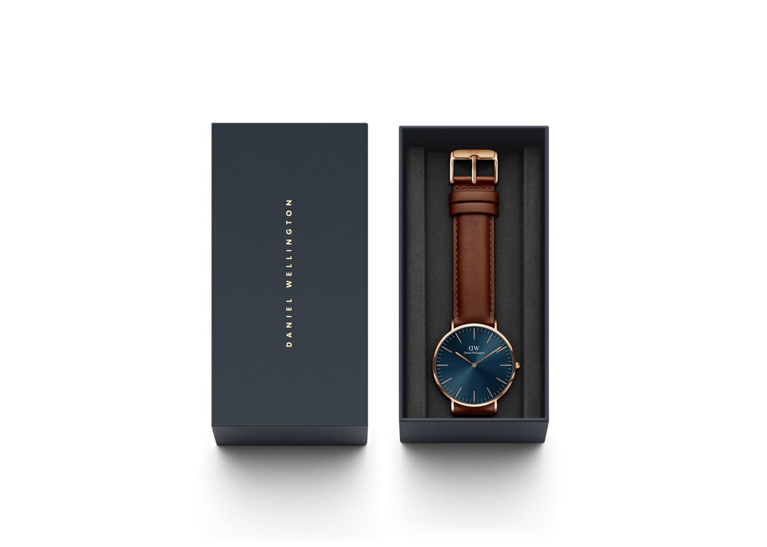 Daniel Wellington Classic St Mawes 40mm Arctic Blue Rose Gold Watch DW00100626