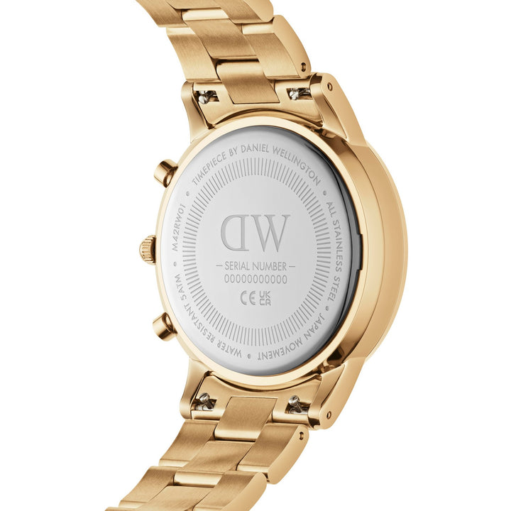 Daniel Wellington Iconic Chronograph Link 42mm Black Gold Watch DW00100641