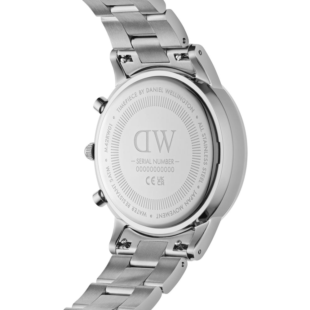 Daniel Wellington Iconic Chronograph Link 42mm Arctic Blue Silver Watch DW00100644