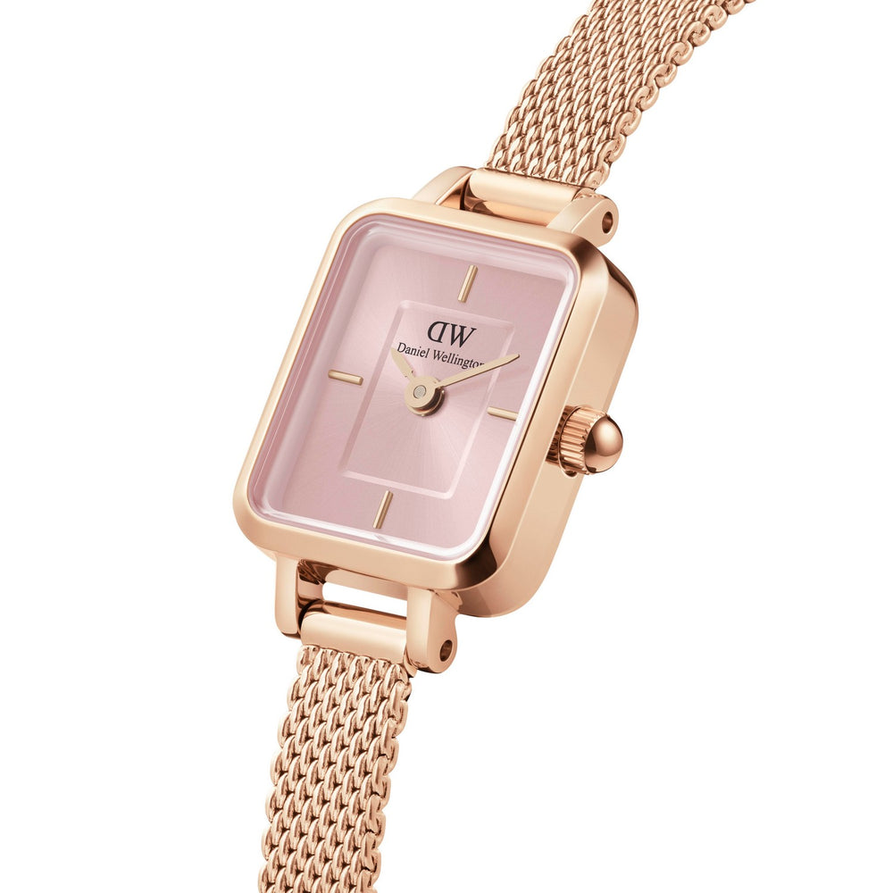Daniel Wellington Quadro Mini Melrose 15.4x18.2mm Blush Rose Gold Mesh Watch DW00100650