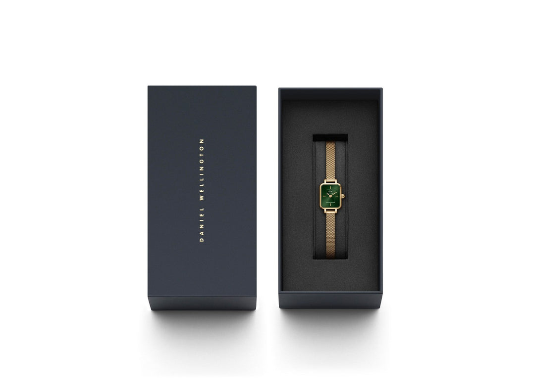 Daniel Wellington Quadro Mini Evergold 15.4x18.2mm Emerald Gold Mesh Watch DW00100653