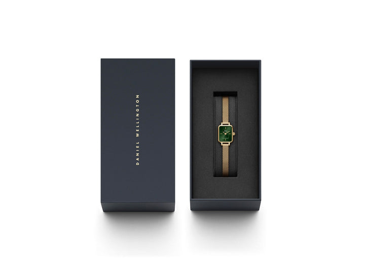 Daniel Wellington Quadro Mini Evergold 15.4x18.2mm Emerald Gold Mesh Watch DW00100653