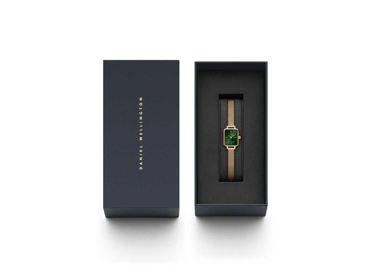 Daniel Wellington Quadro Mini Evergold 15.4x18.2mm Emerald Gold Mesh Watch DW00100653