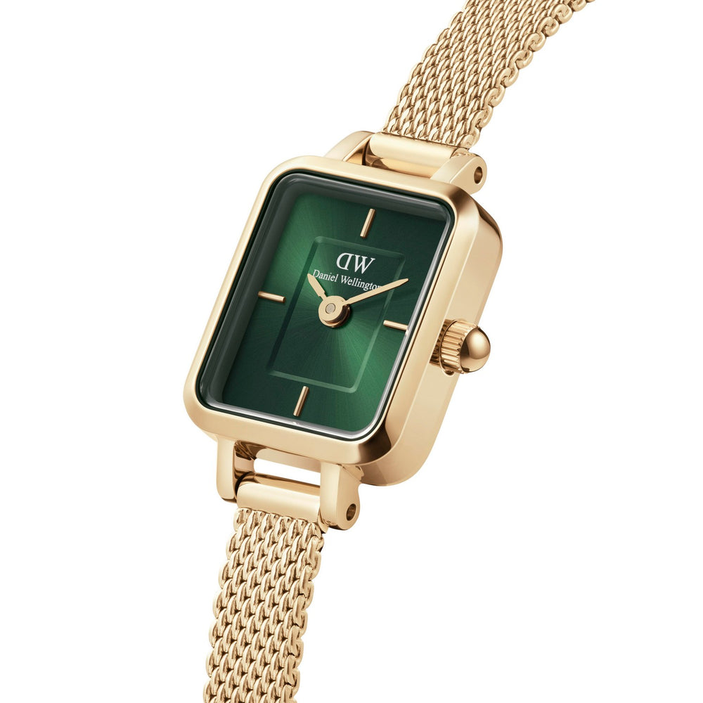 Daniel Wellington Quadro Mini Evergold 15.4x18.2mm Emerald Gold Mesh Watch DW00100653