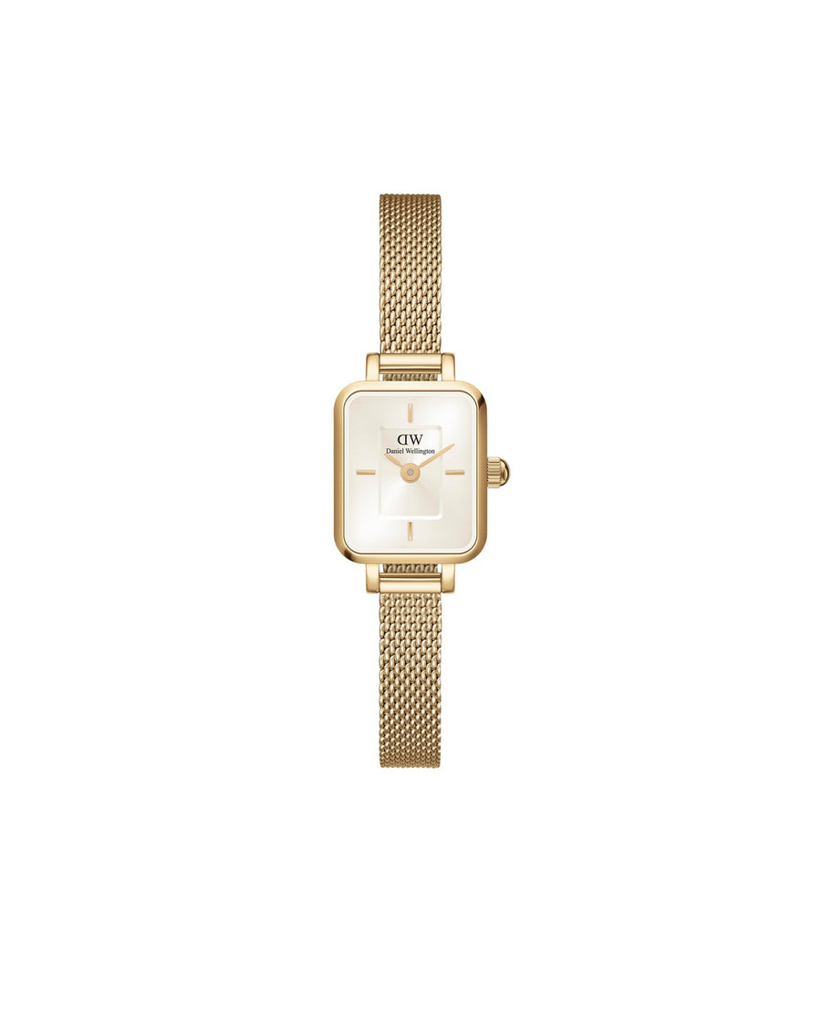 Daniel Wellington Quadro Mini Evergold 15.4x18.2mm Champagne Gold Mesh Watch DW00100656