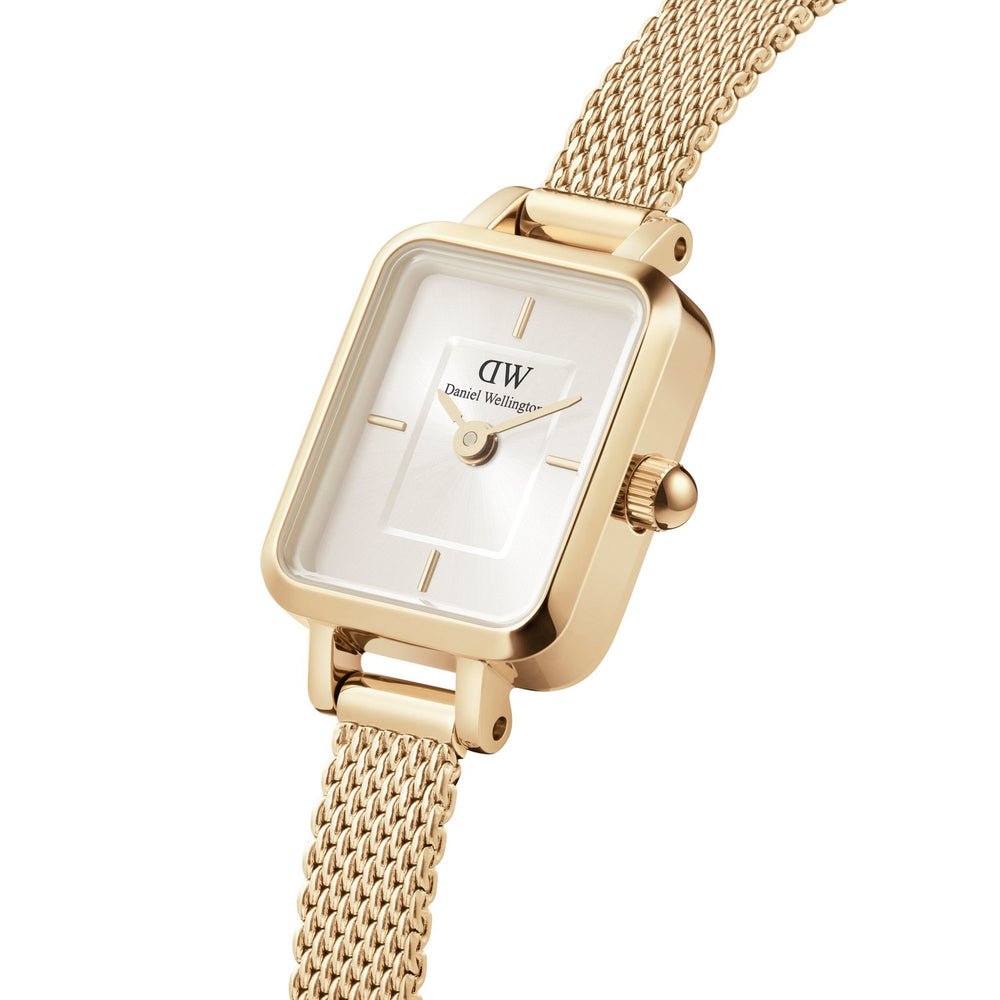 Daniel Wellington Quadro Mini Evergold 15.4x18.2mm Champagne Gold Mesh Watch DW00100656