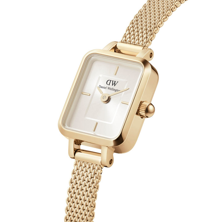 Daniel Wellington Quadro Mini Evergold 15.4x18.2mm Champagne Gold Mesh Watch DW00100656
