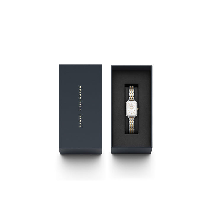 Daniel Wellington Quadro Lumine Bezel 5 Link 20x26mm White MOP Two Tone Watch DW00100671
