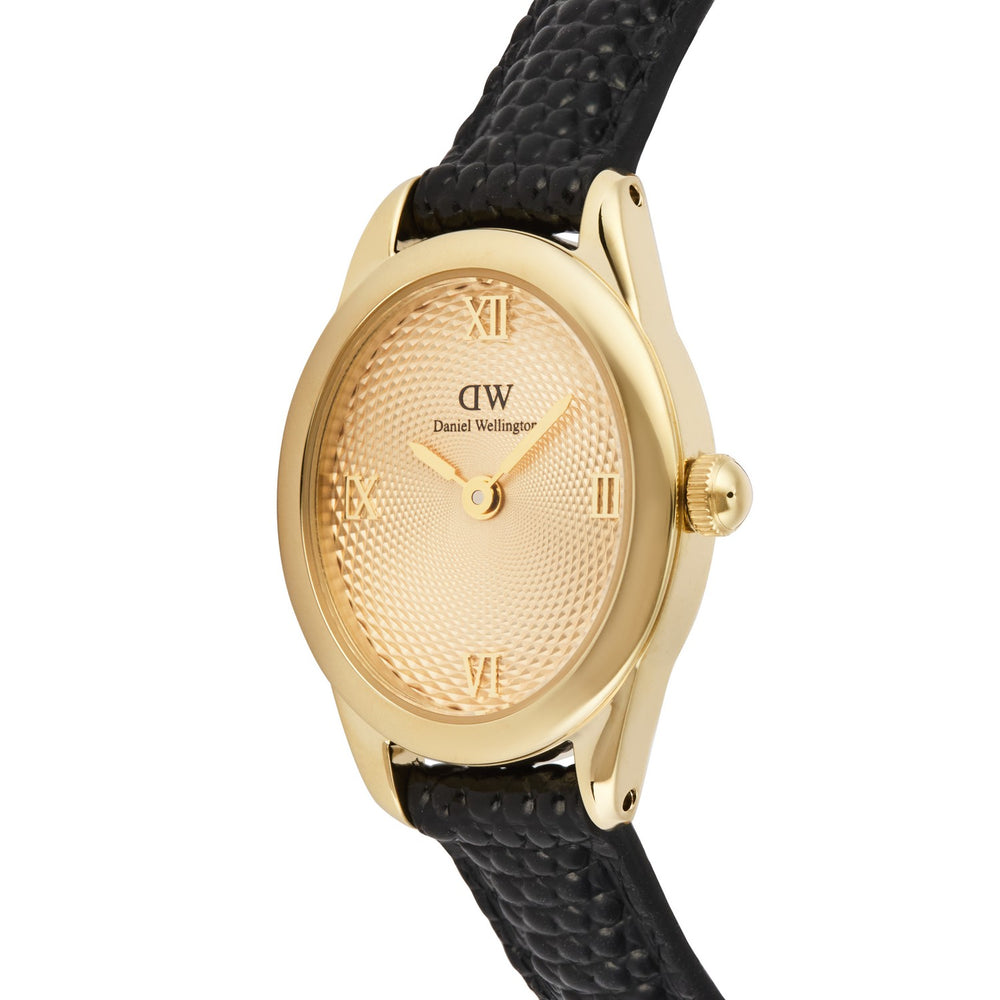 Daniel Wellington Women’s Ophelia Mini  Gold Dial Leather Strap Watch DW00100897