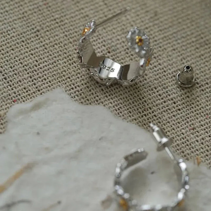 🌼 Daisy Blossom Sterling Silver Earrings