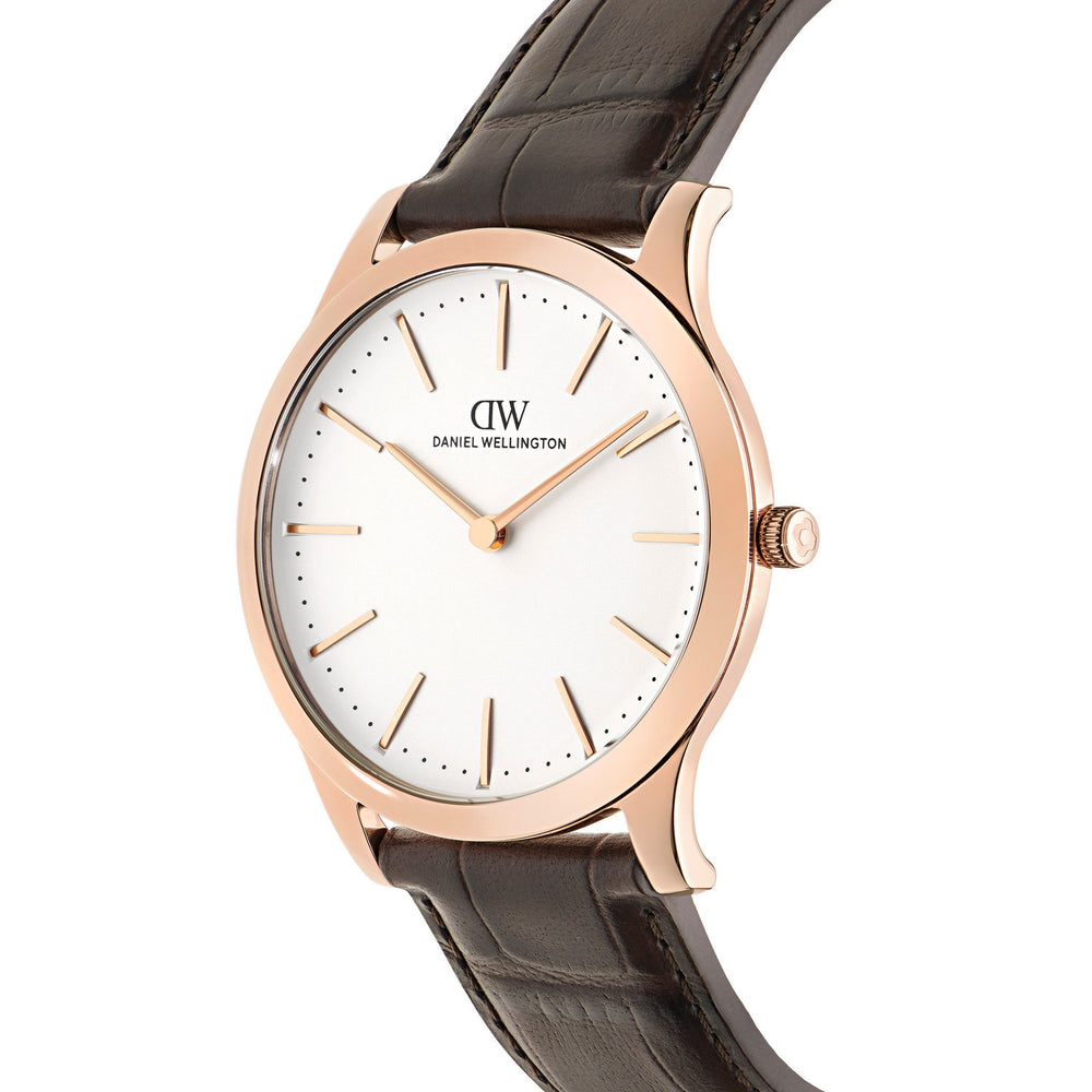 Daniel Wellington Mens Pathfinder Off-White Dial Brown Leather Strap Watch DW00100984