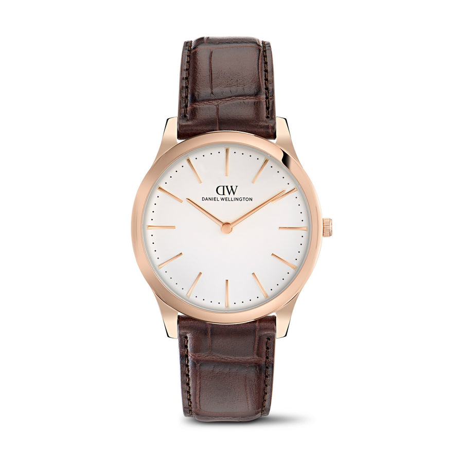 Daniel Wellington Mens Pathfinder Off-White Dial Brown Leather Strap Watch DW00100984