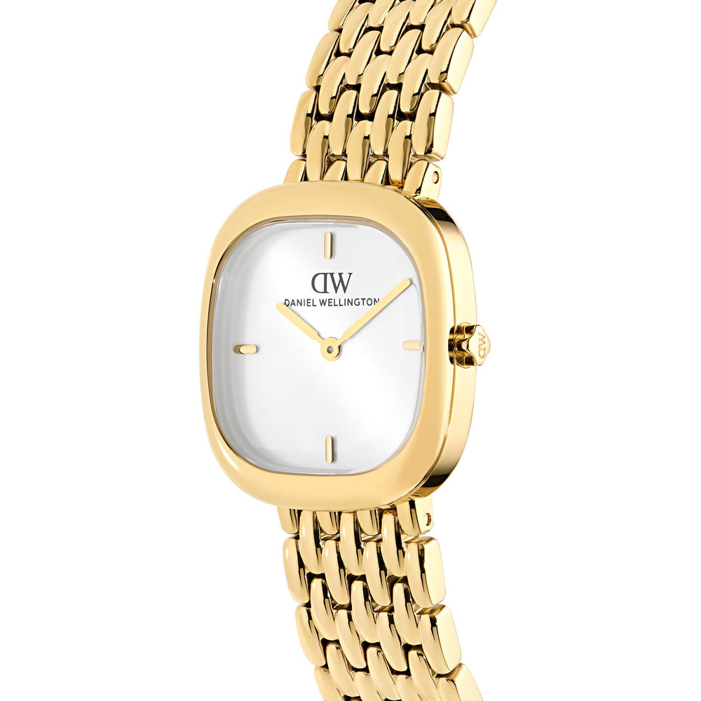 Daniel Wellington Womens Corta White Dial Gold-Tone Stainless Steel Watch DW00100993