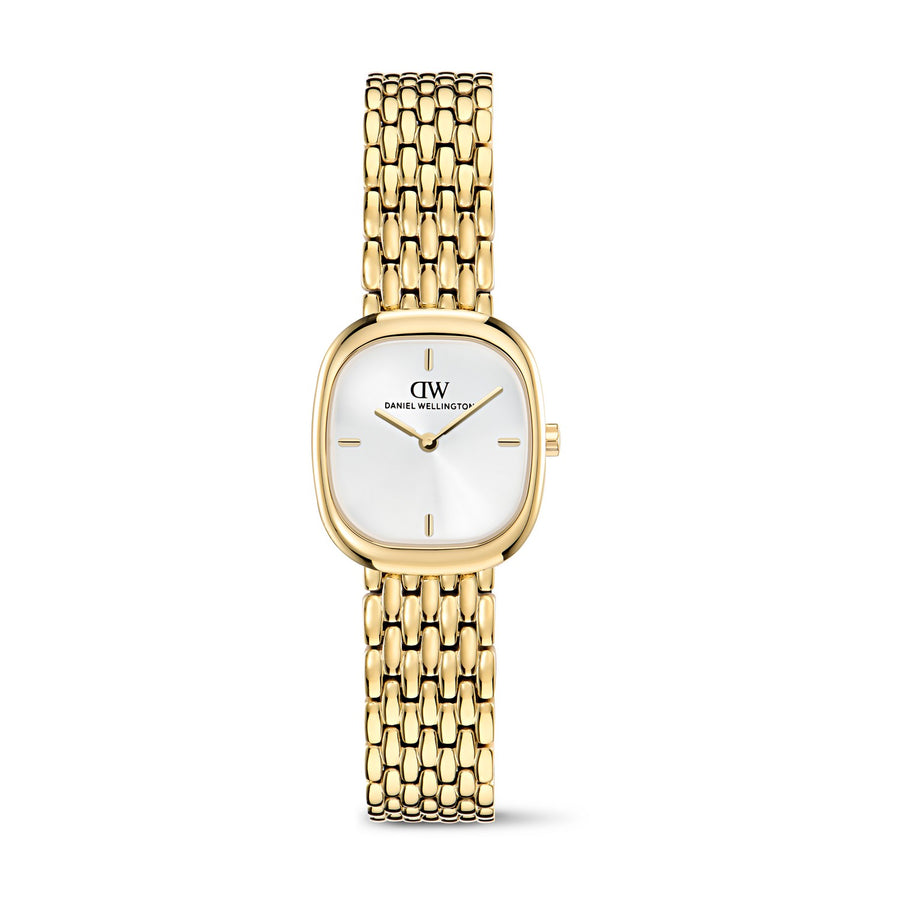 Daniel Wellington Womens Corta White Dial Gold-Tone Stainless Steel Watch DW00100993