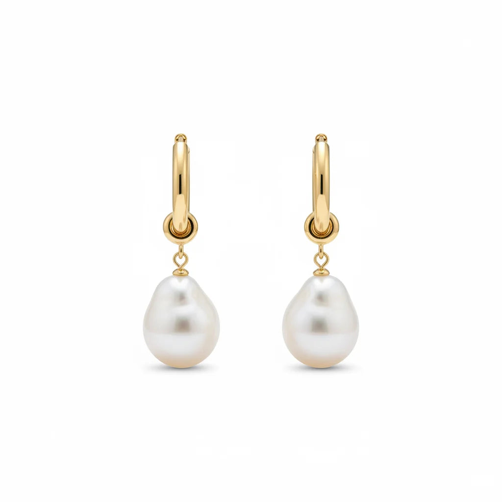 Detachable Hoop Baroque Pearl Earrings