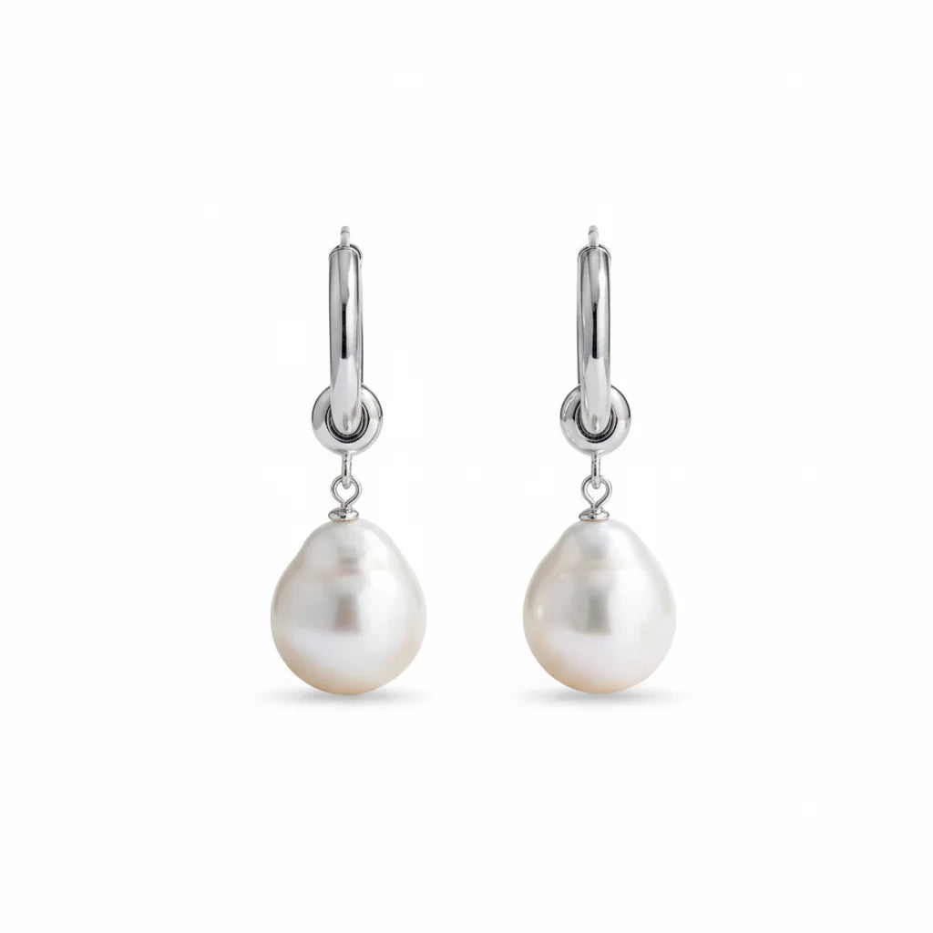 Detachable Hoop Baroque Pearl Earrings