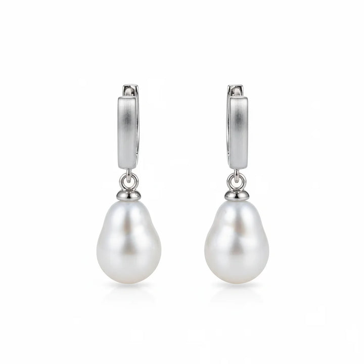 Detachable Square Hoop Baroque Pearl Earrings