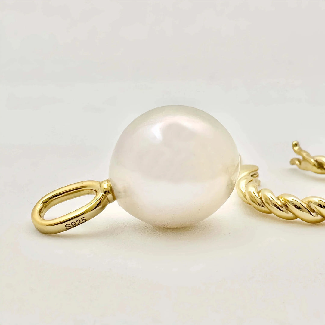 Detachable Twist Gold Hoop Baroque Pearl Earrings
