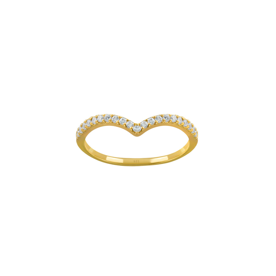 Dew Zirconia Gold Plated Wishbone Ring 1783GCZ