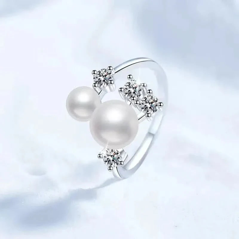 Diamond Stars Pearls Ring