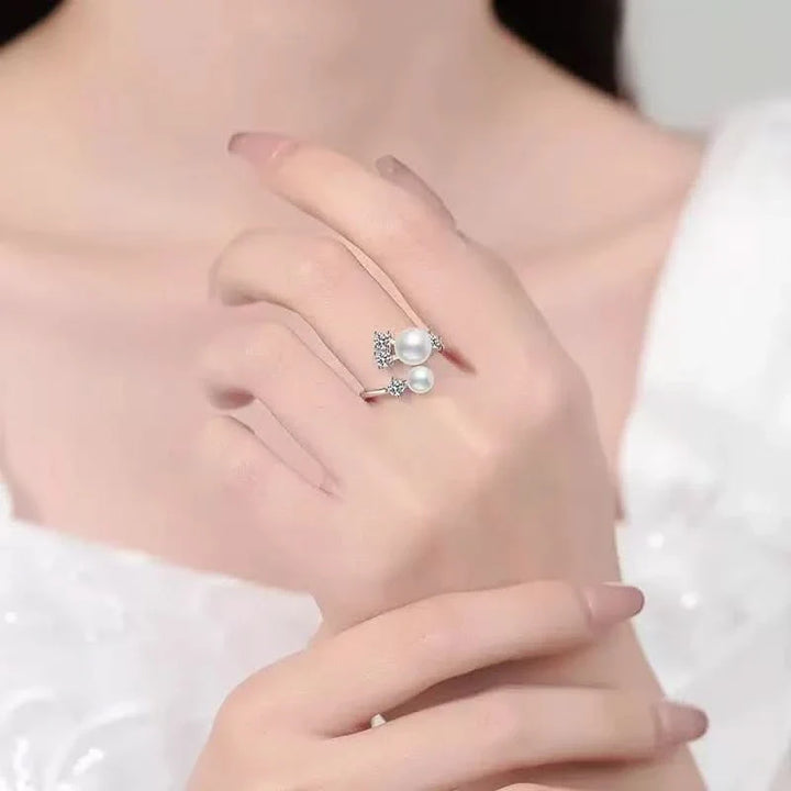 Diamond Stars Pearls Ring