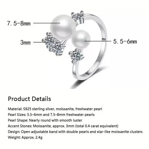 Diamond Stars Pearls Ring