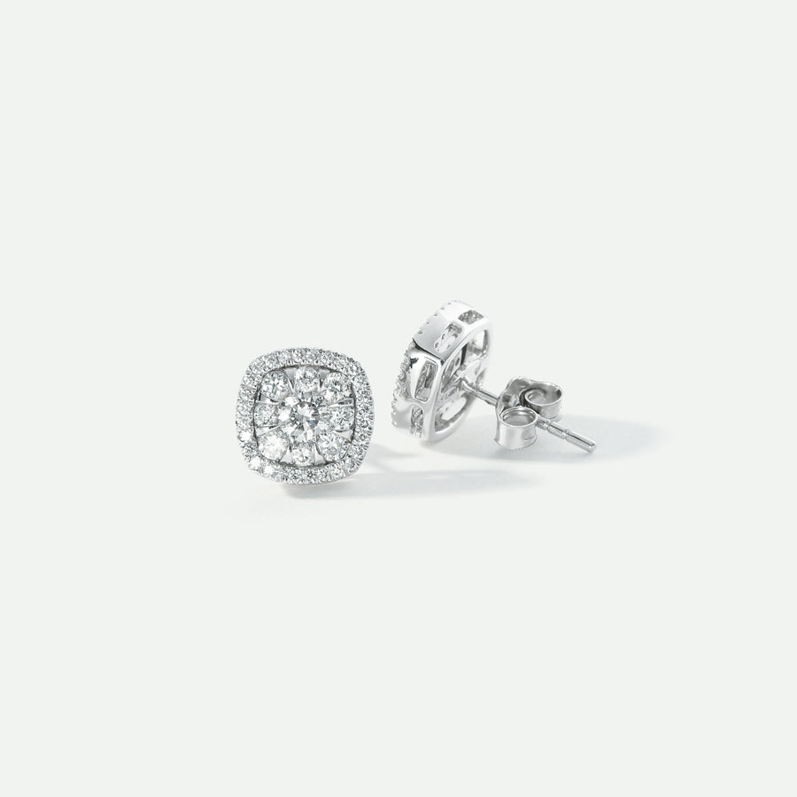 Doris | 9ct White Gold 0.89ct tw Lab Grown Diamond Cluster Stud Earrings-0