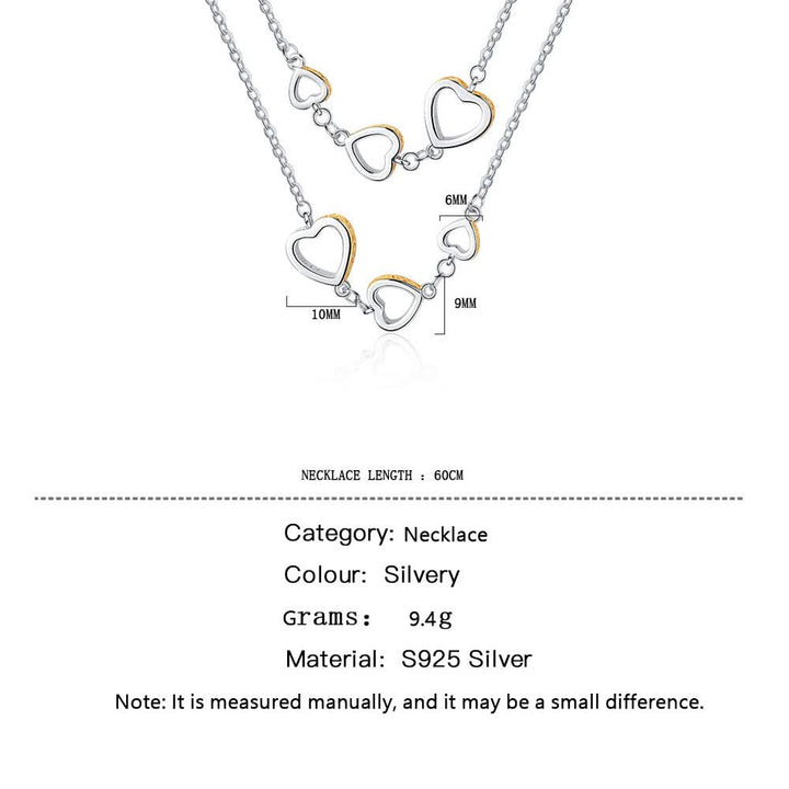 Double Layer Heart Silver Necklace