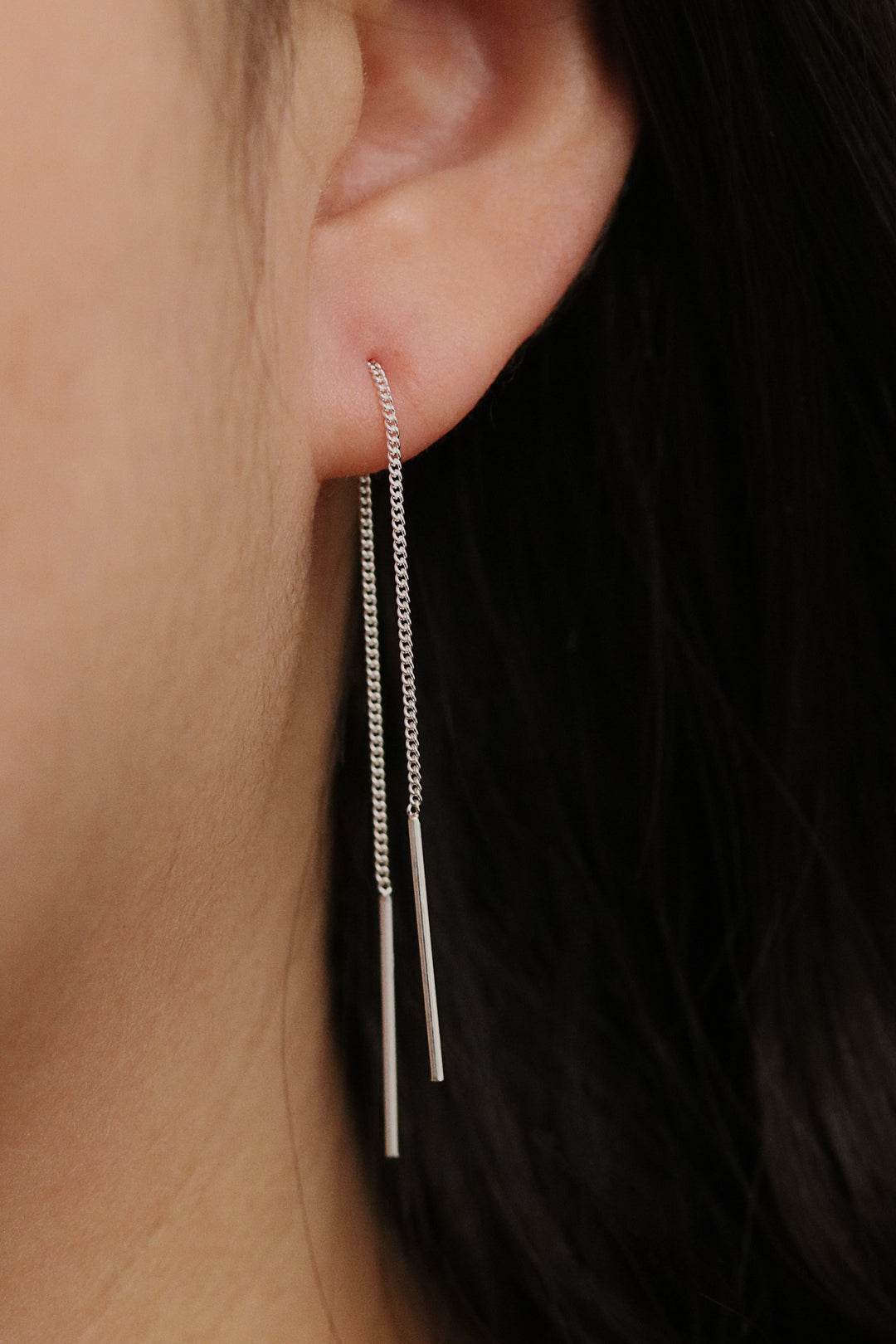 Drop stick short threader earrings-2