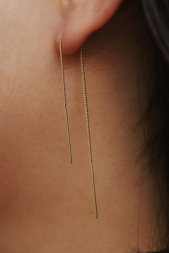 Drop stick short threader earrings-3
