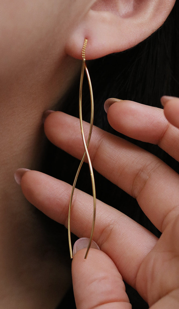 Flow drop long threader earrings-3