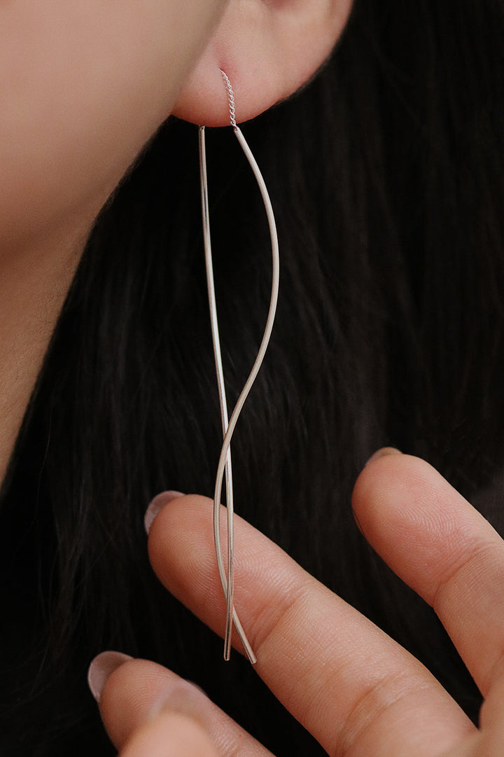 Flow drop long threader earrings-4