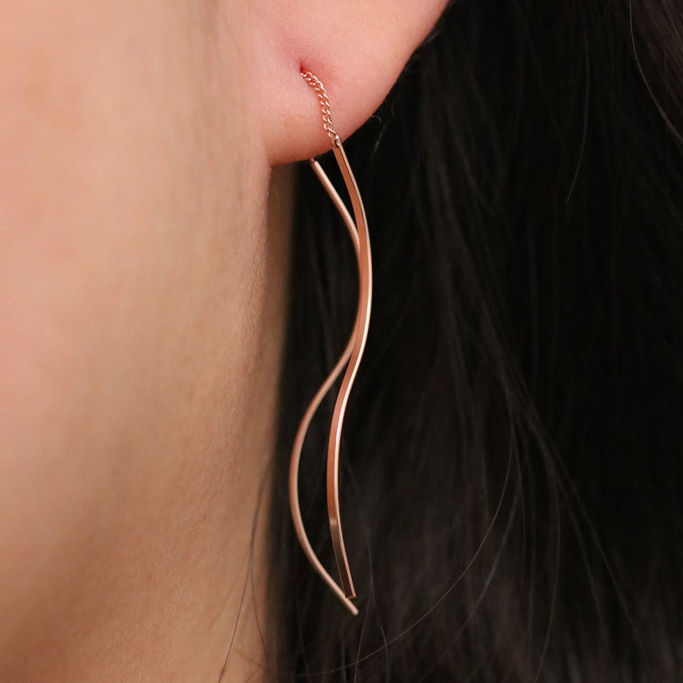 Flow drop short threader earrings-2