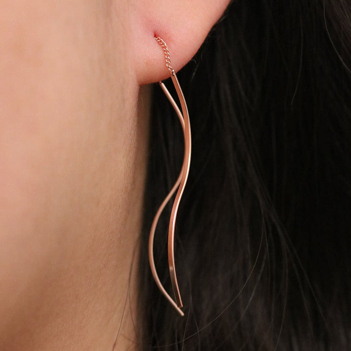 Flow drop short threader earrings-2