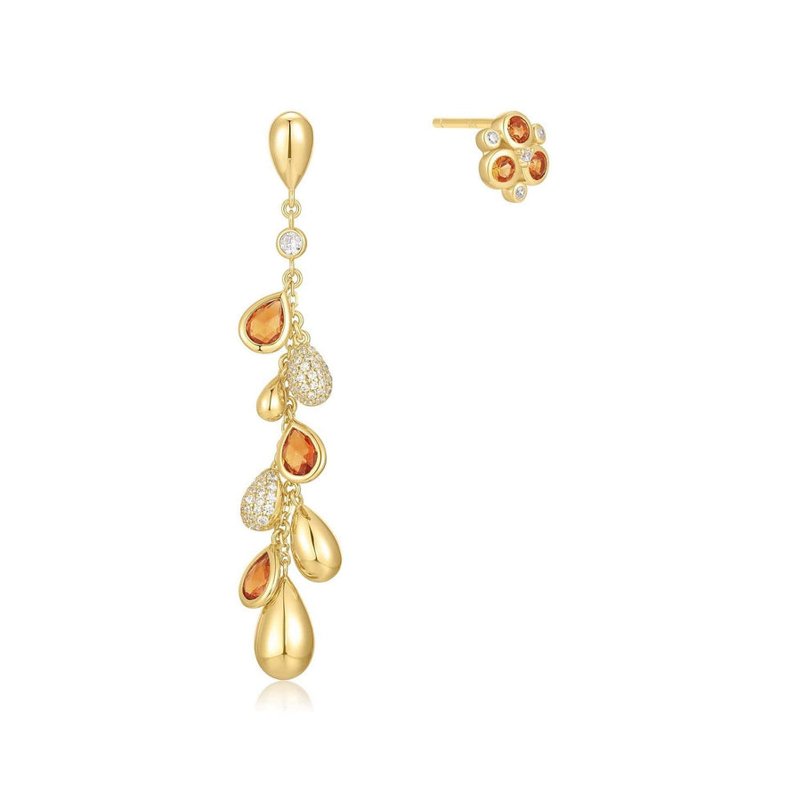 Gold Nano Gem Teardrop Cluster Earrings E066-03G